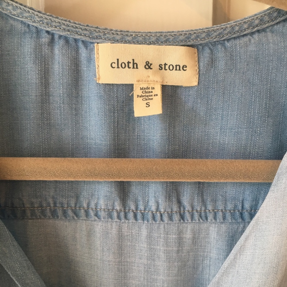Anthropologie Surplice Chambray Romper - Picture 4 of 5